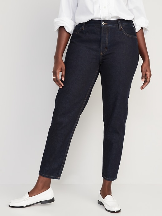 Image number 5 showing, Mid-Rise Button-Fly Slouchy Taper Black Cropped Non-Stretch Jeans