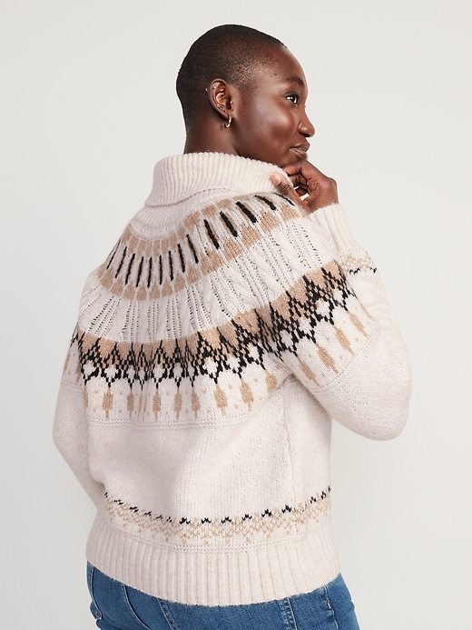 Image number 6 showing, Cozy Fair Isle Cable-Knit Turtleneck Sweater