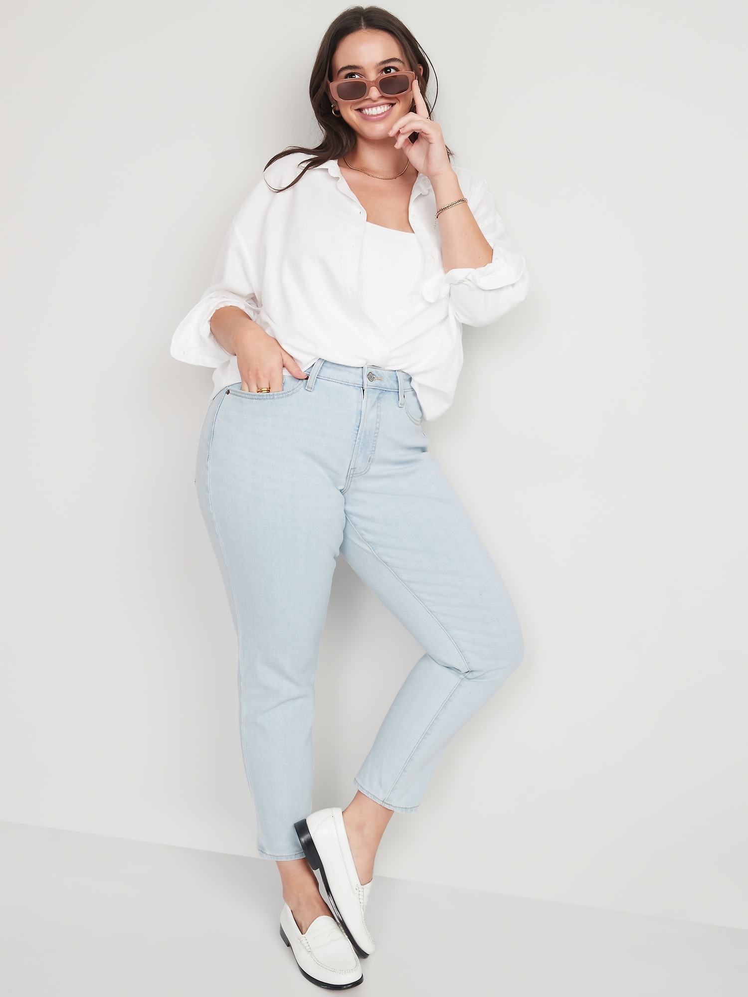 Curvy High-Waisted OG Straight Ankle Jeans for Women | Old Navy