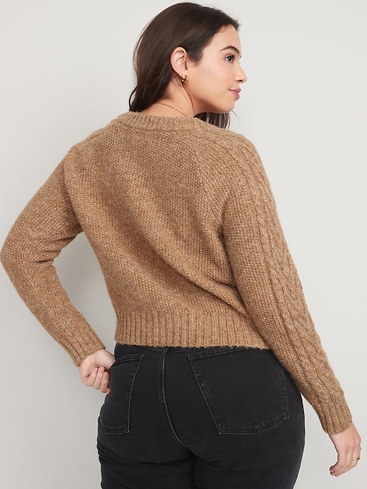 Image number 6 showing, Heathered Cable-Knit Cardigan Sweater