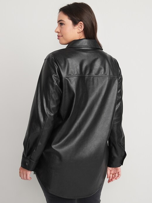 Image number 6 showing, Faux-Leather Shacket for Women