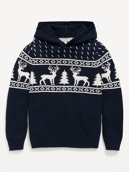 View large product image 2 of 3. Cozy Fair Isle Pullover Sweater Hoodie  for Boys