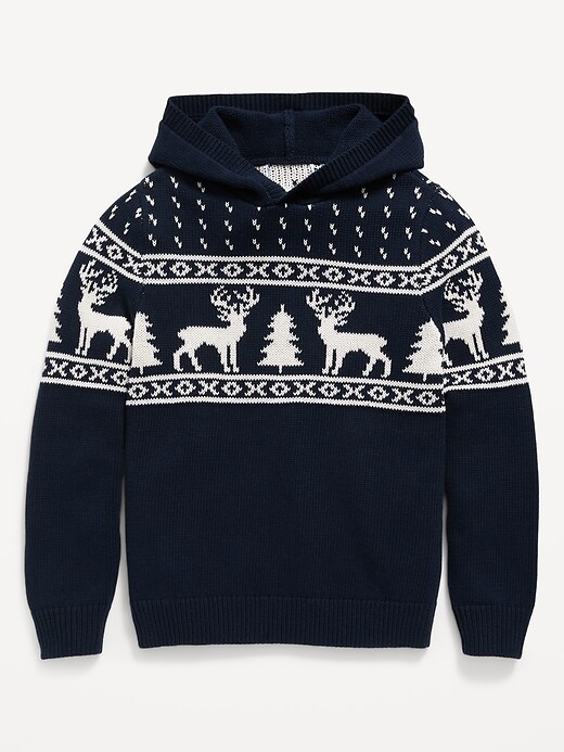 View large product image 2 of 3. Cozy Fair Isle Pullover Sweater Hoodie  for Boys