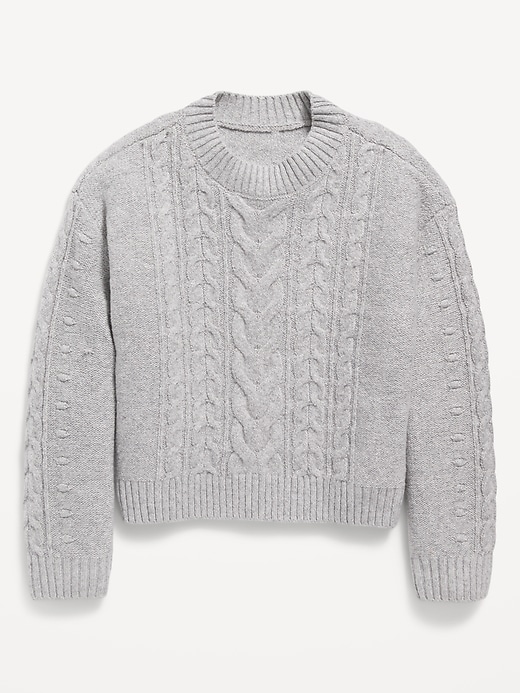 View large product image 1 of 1. Cozy Cable-Knit Mock-Neck Sweater for Girls
