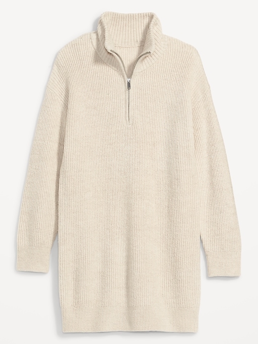 Image number 4 showing, Mock-Neck Quarter-Zip Mini Sweater Shift Dress