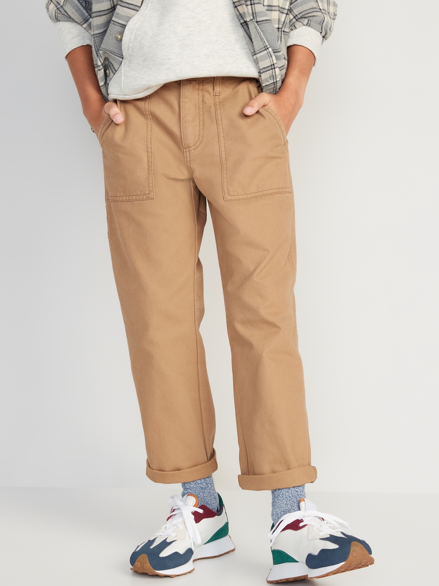 Old Navy Loose Tapered Canvas Utility Pants for Boys yellow. 1