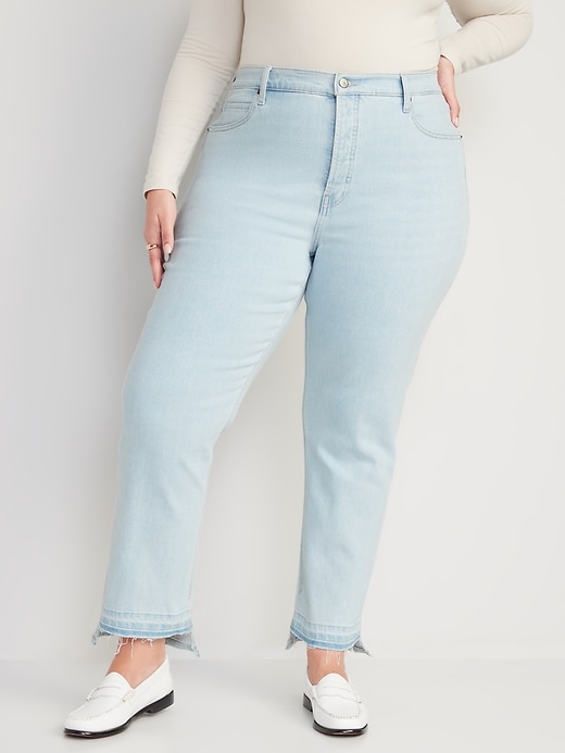 Image number 7 showing, Extra High-Waisted Button-Fly Sky-Hi Straight Cut-Off Jeans for Women