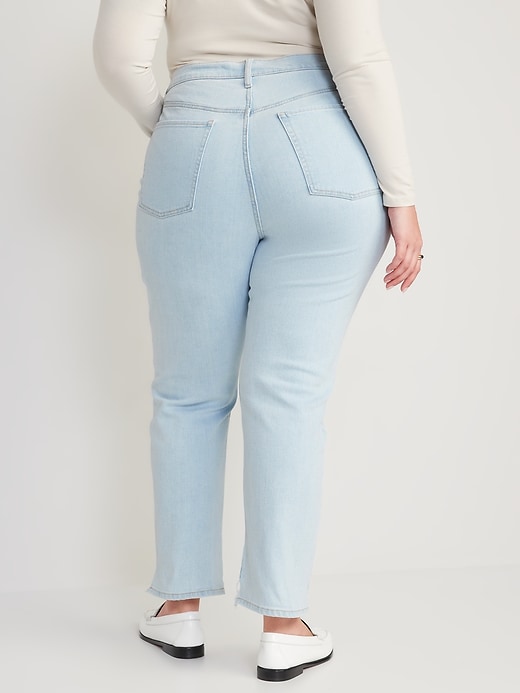 Image number 8 showing, Extra High-Waisted Button-Fly Sky-Hi Straight Cut-Off Jeans for Women