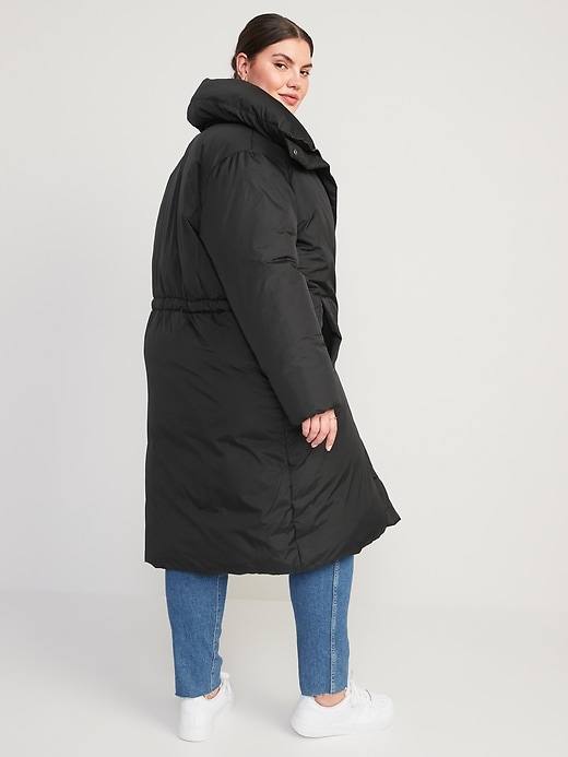 Image number 8 showing, Water-Resistant Long Duvet Puffer Coat for Women