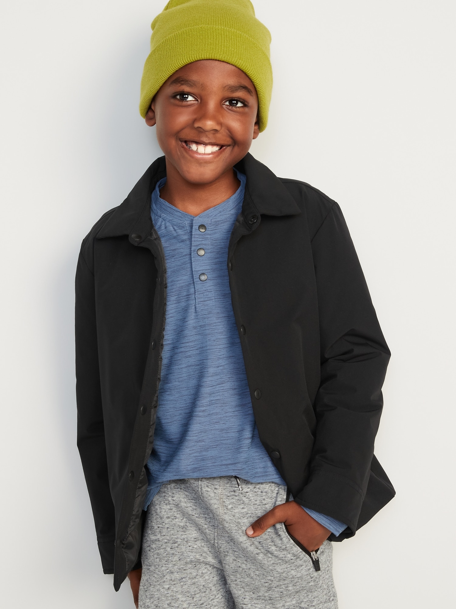 Old Navy StretchTech Water-Resistant Shacket for Boys black. 1