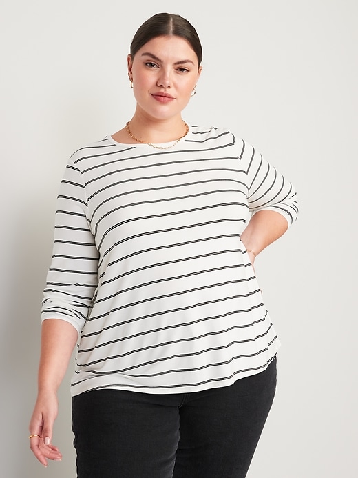 Image number 7 showing, Luxe Striped Long-Sleeve T-Shirt