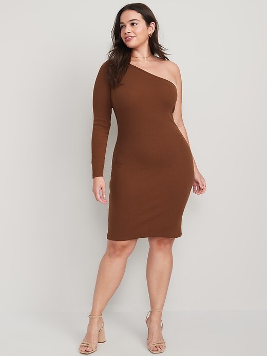 Fitted One-Shoulder Rib-Knit Mini Dress | Old Navy