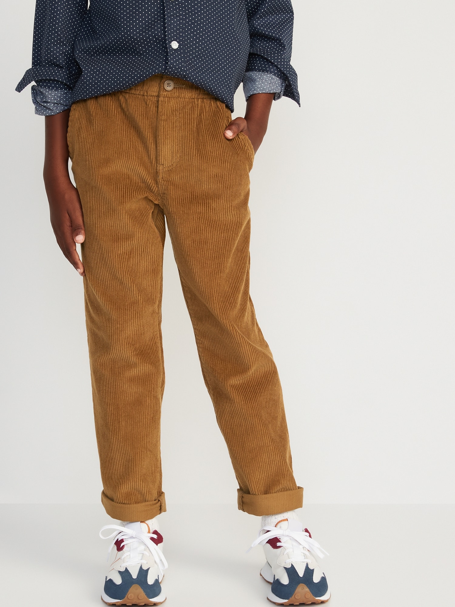 Buy COLOR PLUS Dark Brown Mens Flat Front Slim Fit Solid Corduroy Trouser |  Shoppers Stop