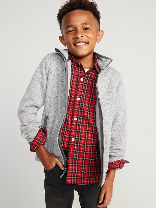 View large product image 1 of 3. Sweater-Fleece Mock-Neck Zip Jacket for Boys