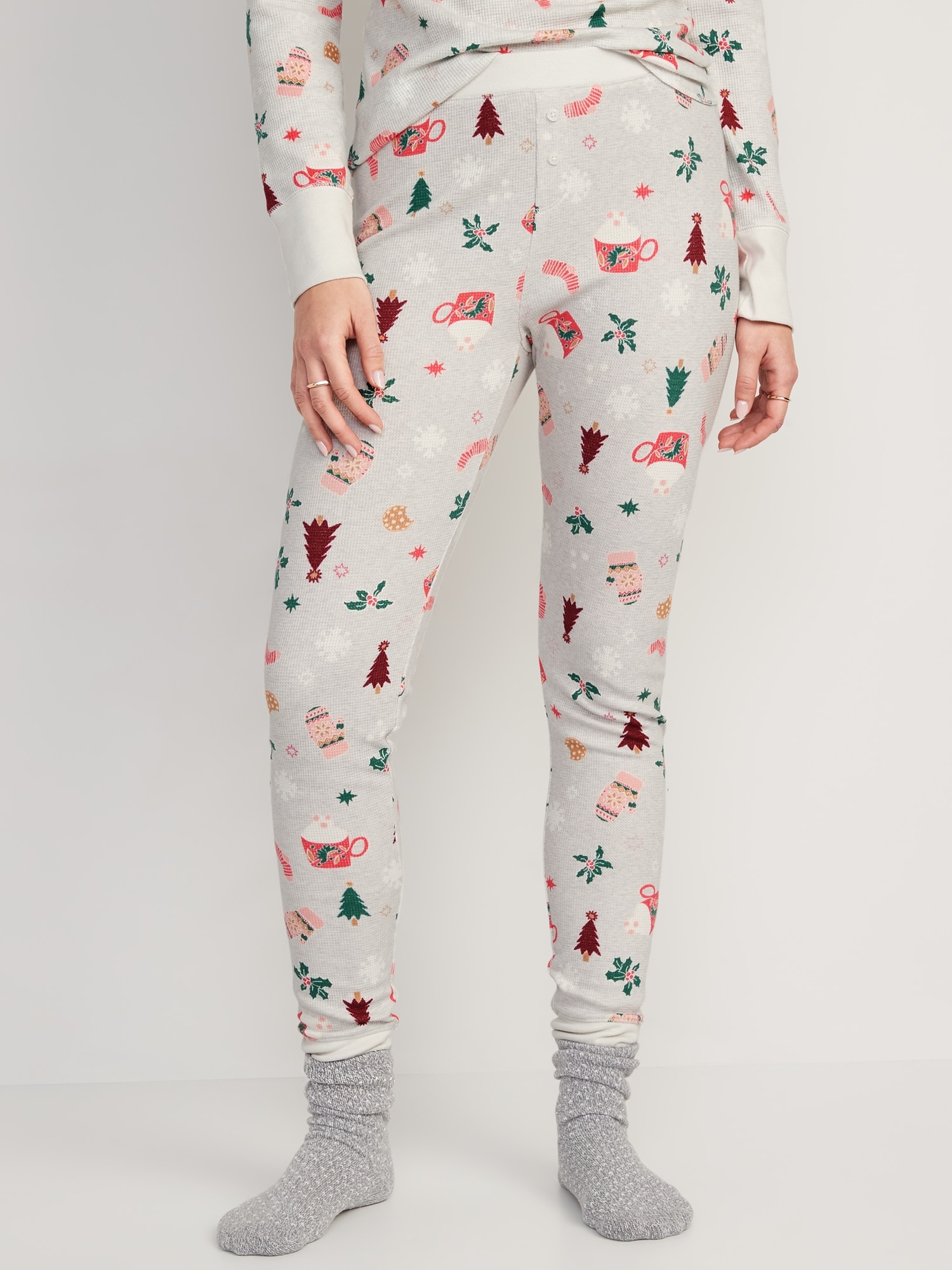 Matching Printed Thermal-Knit Pajama Leggings for Women | Old Navy