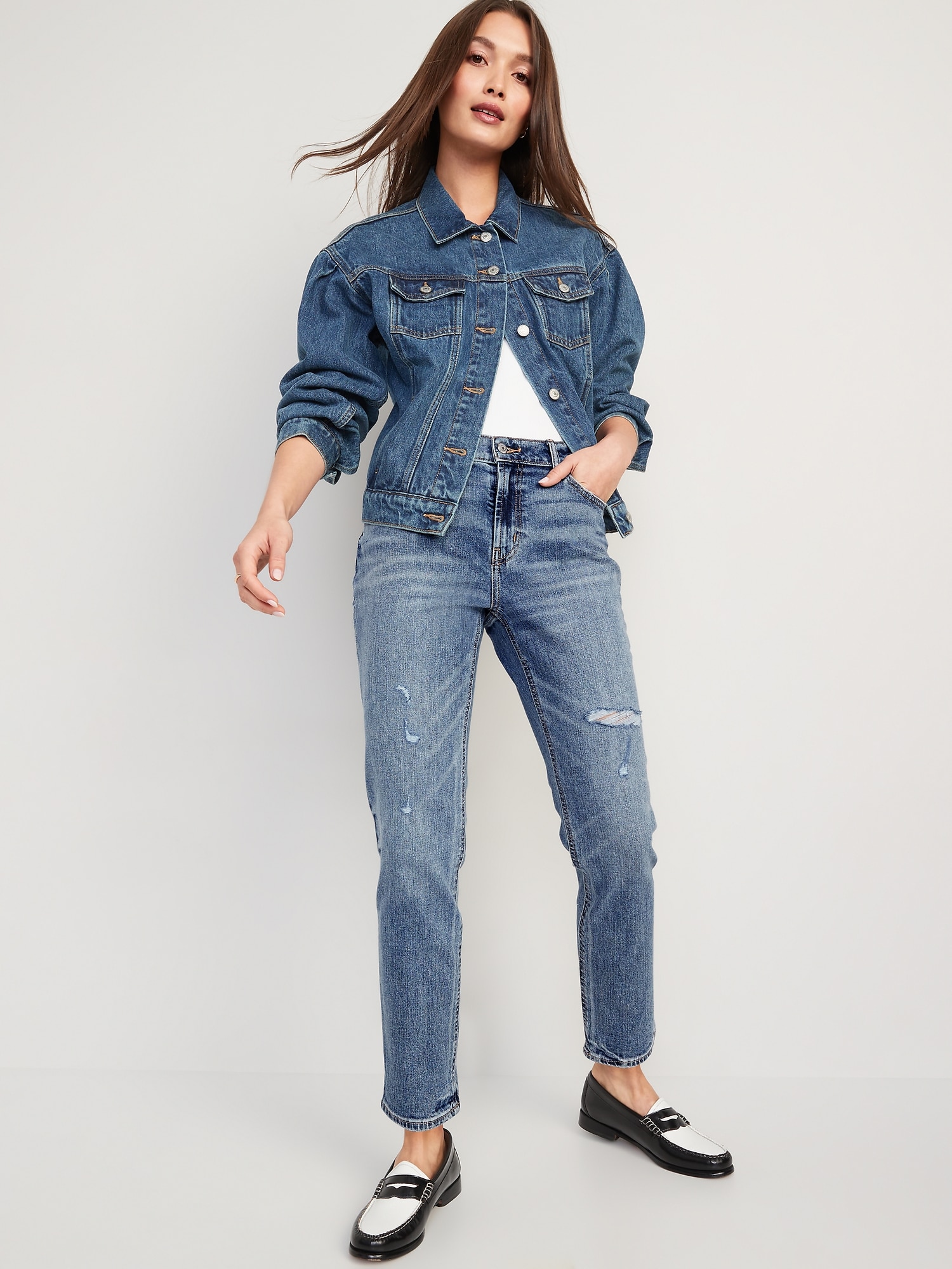 Low-Rise Ripped Boyfriend Straight Jeans | Old Navy