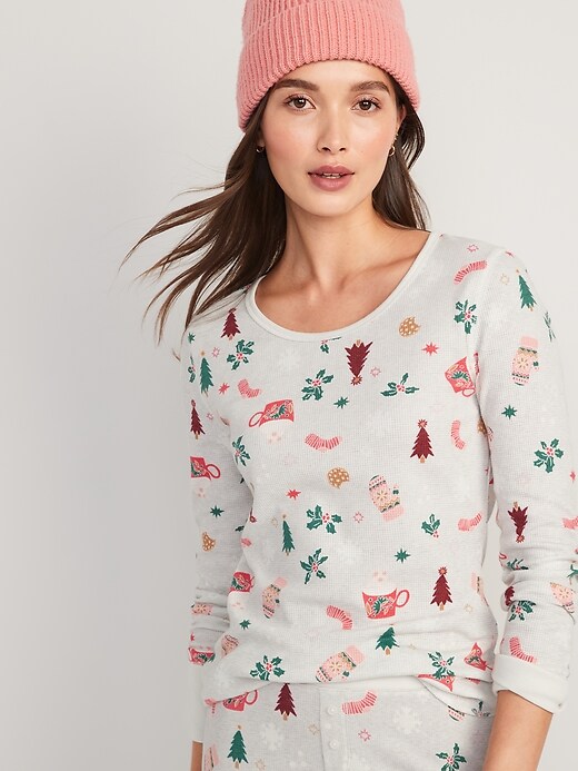 Printed ThermalKnit LongSleeve Pajama Top for Women Old Navy