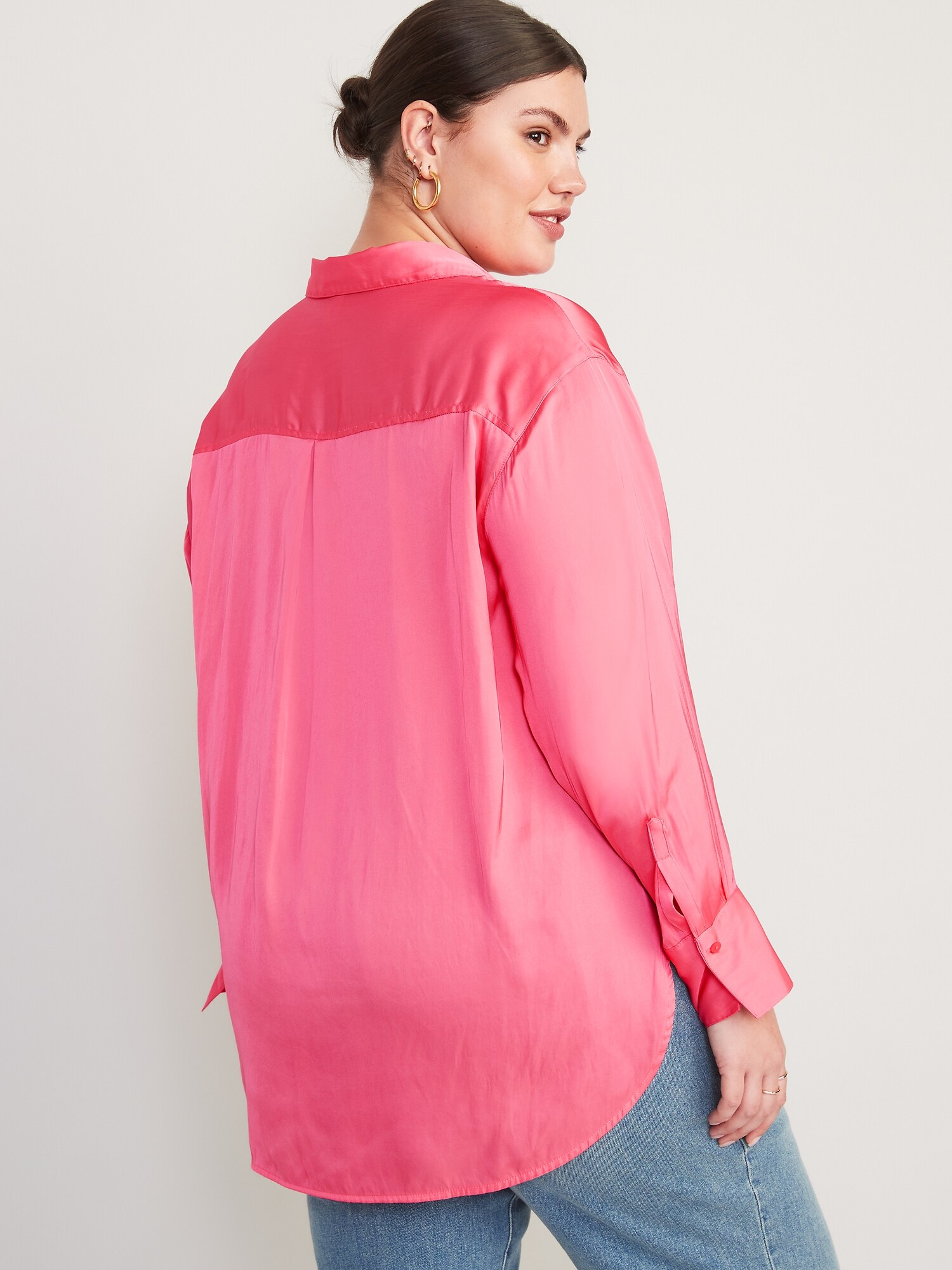 Satin Boyfriend Shirt | Old Navy