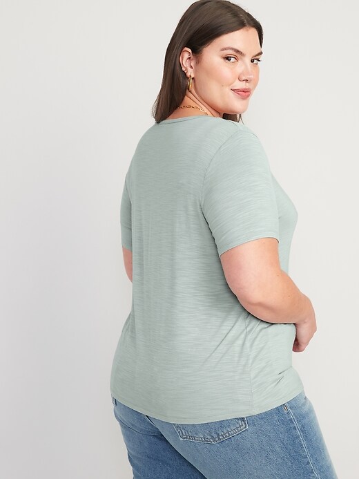 Image number 8 showing, Luxe V-Neck Slub-Knit T-Shirt for Women