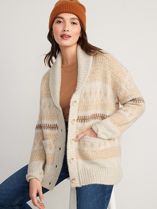 Image number 3 showing, Cozy Fair Isle Cardigan for Women