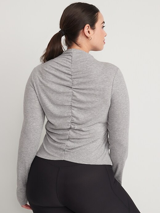 Image number 6 showing, Reversible UltraLite Mock-Neck Rib-Knit Ruched Top