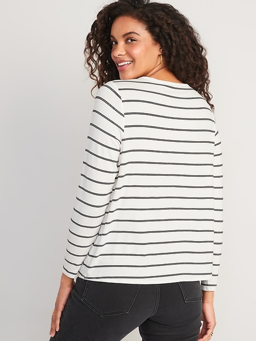 Image number 2 showing, Luxe Striped Long-Sleeve T-Shirt for Women
