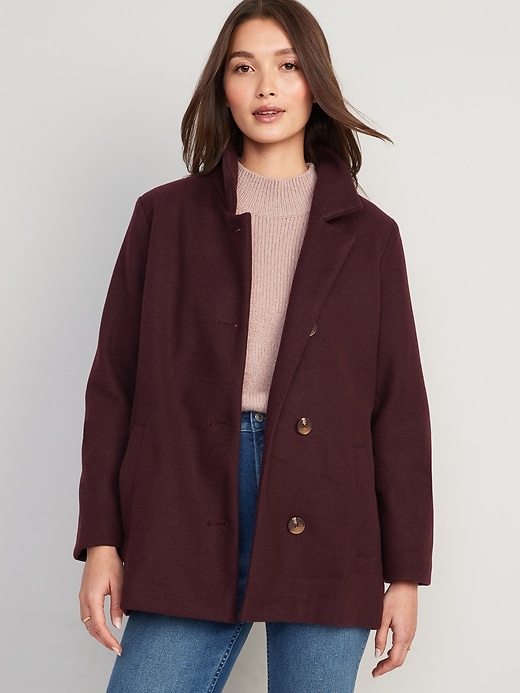 Image number 1 showing, Soft-Brushed Button-Front Car Coat for Women