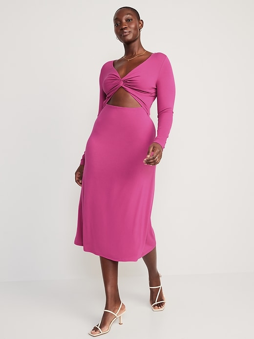 old navy side cut out dress Waist-Defined Crepe Side-Cutout Maxi Dress