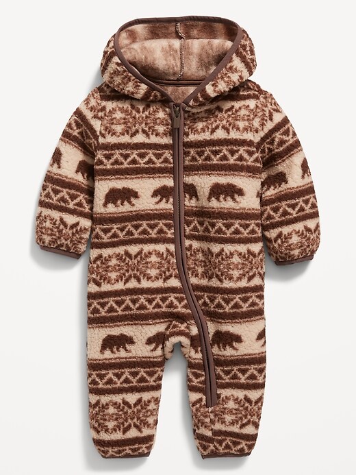 View large product image 1 of 2. Unisex "Bear-Isle" Hooded One-Piece for Baby