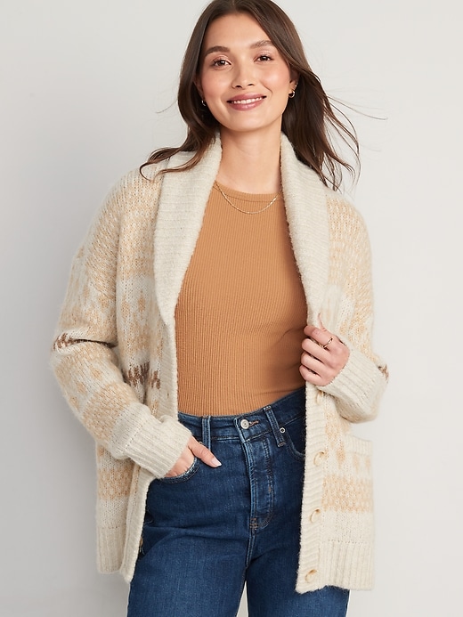 Image number 1 showing, Cozy Fair Isle Cardigan for Women