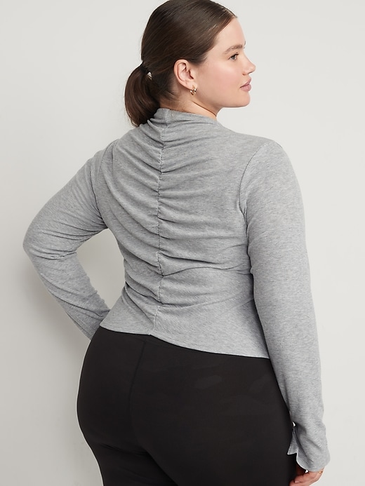 Image number 8 showing, Reversible UltraLite Mock-Neck Rib-Knit Ruched Top