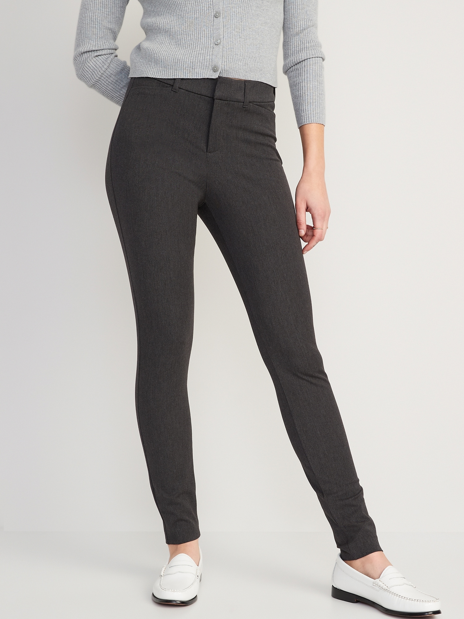 Женские брюки Old Navy High-Waisted Pixie Skinny, цвет: Тёмный меланжевый серый