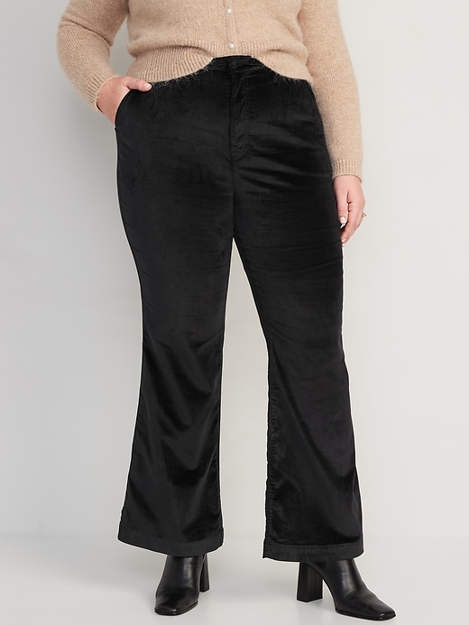Image number 7 showing, Extra High-Waisted Velvet Trouser Flare Pants