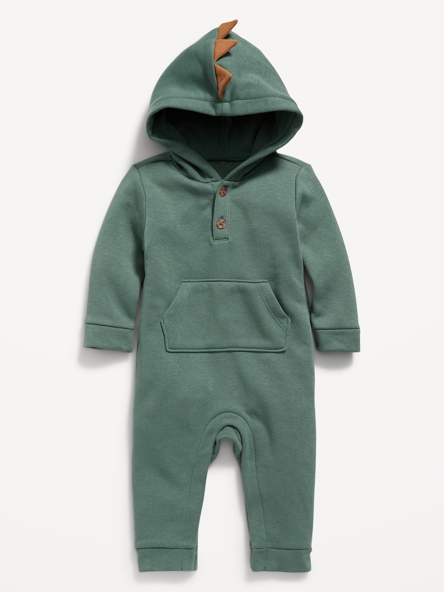 Unisex Long-Sleeve Dino Hooded One-Piece for Baby