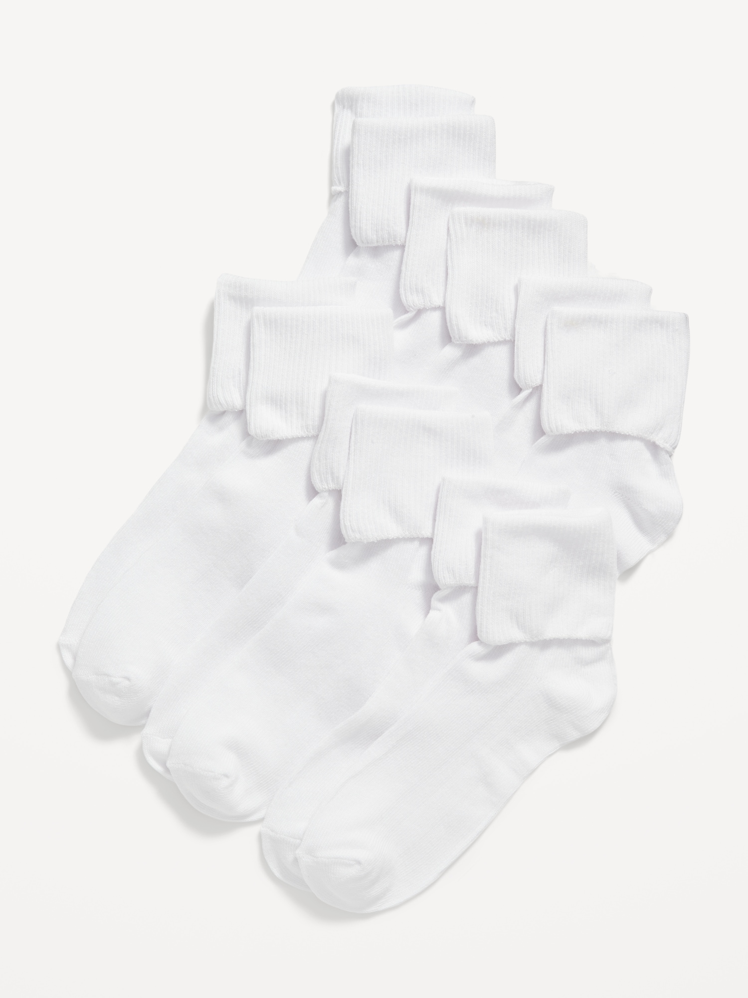 Old Navy Turn-Cuff Socks 6-Pack for Girls white. 1