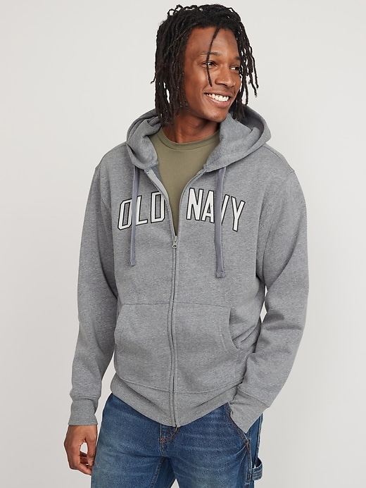 View large product image 1 of 1. Oversized Logo Zip Hoodie