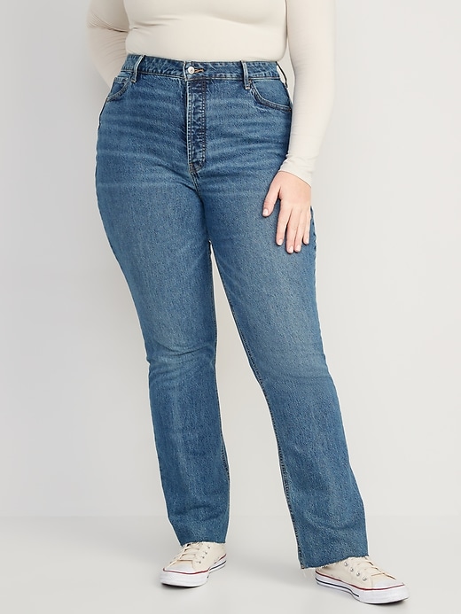 Image number 7 showing, Extra High-Waisted Button-Fly Kicker Boot-Cut Cut-Off Jeans for Women
