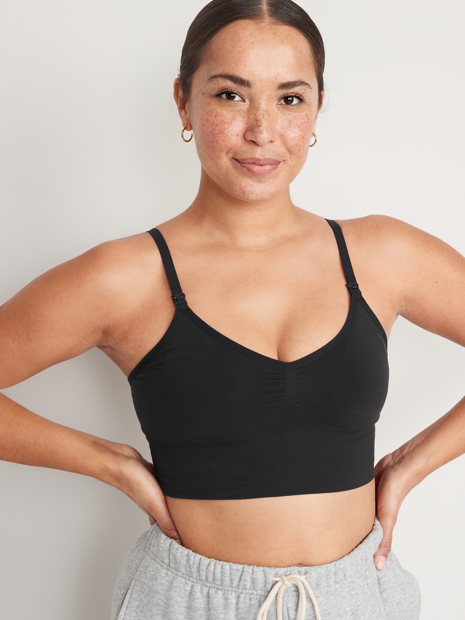 Old Navy Women's Maternity High Support Hands-Free Pumping Bra - Black - Size S