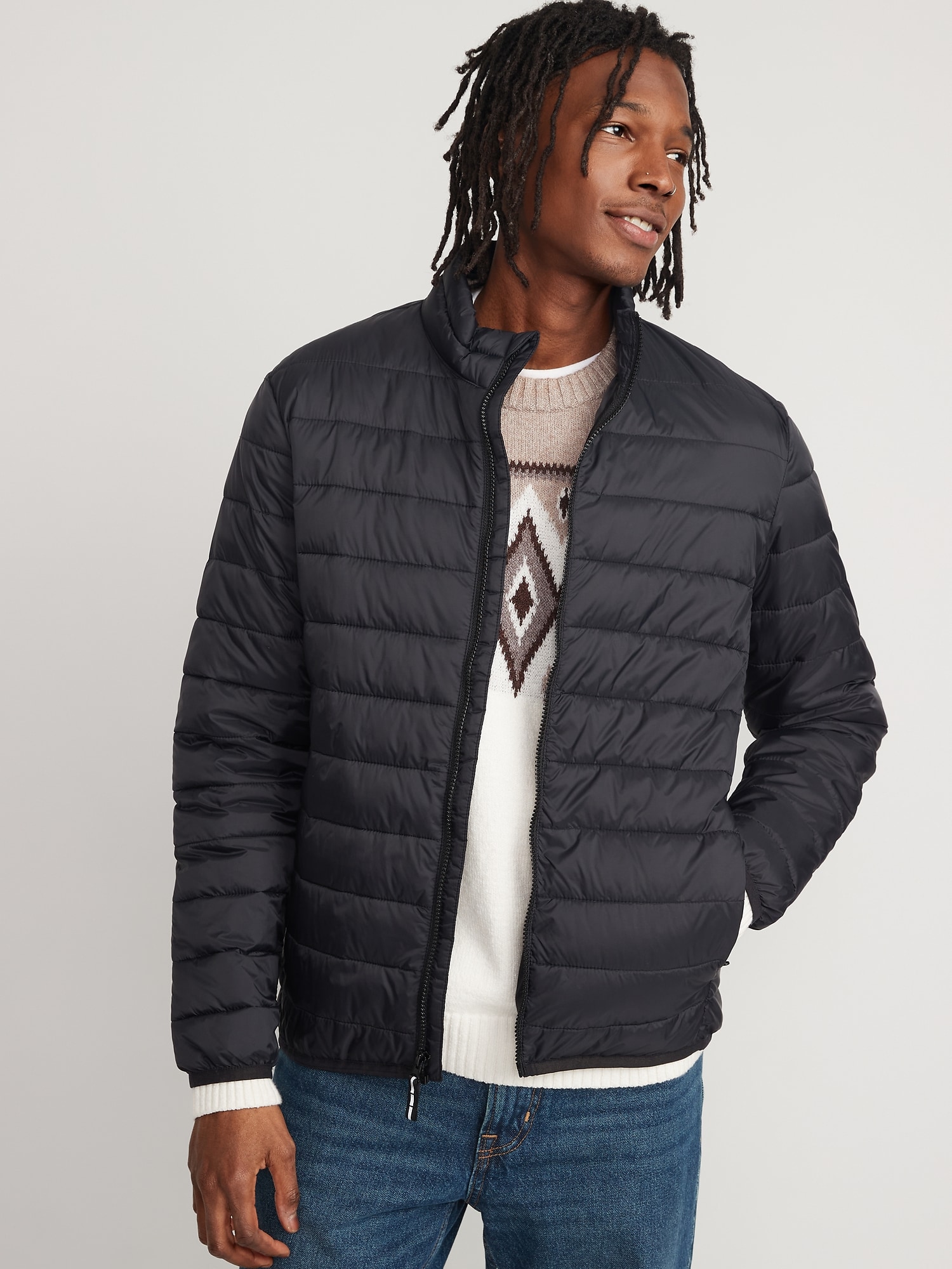 Old - Water-Resistant Lightweight Quilted for Men black