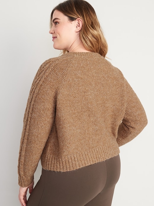 Image number 8 showing, Heathered Cable-Knit Cardigan Sweater