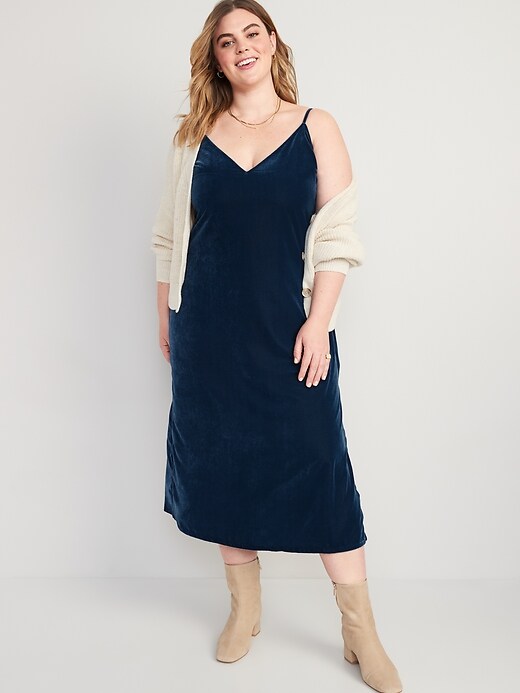 Image number 7 showing, Velvet Midi Slip Dress for Women