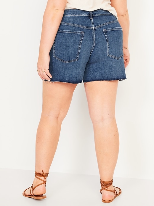 Image number 8 showing, Higher High-Waisted Button-Fly Cut-Off Jean Shorts for Women -- 3-inch inseam