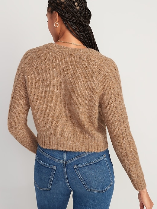 Image number 2 showing, Heathered Cable-Knit Cardigan Sweater