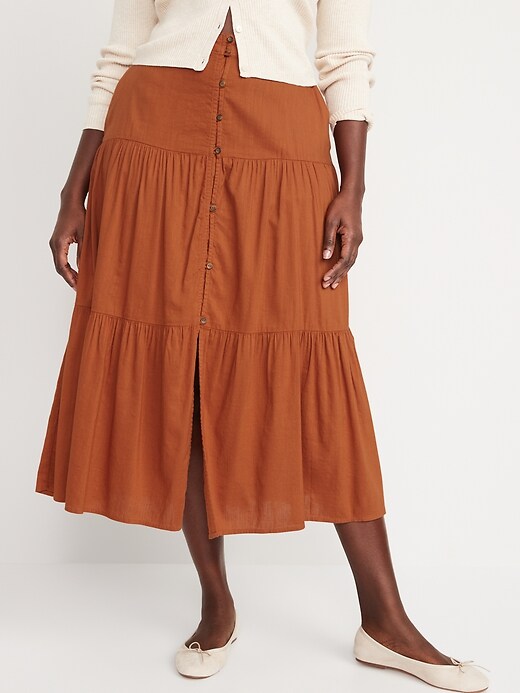 Image number 5 showing, Tiered Button-Front Maxi Skirt for Women