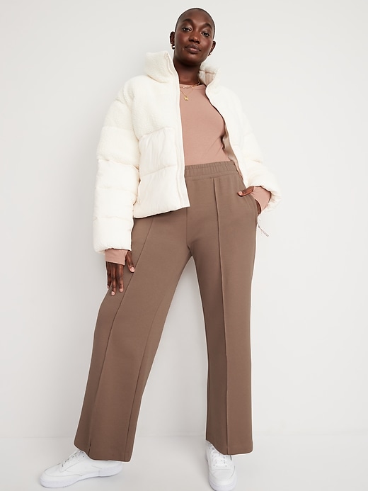 Image number 2 showing, High-Waisted Dynamic Fleece Wide-Leg Pants