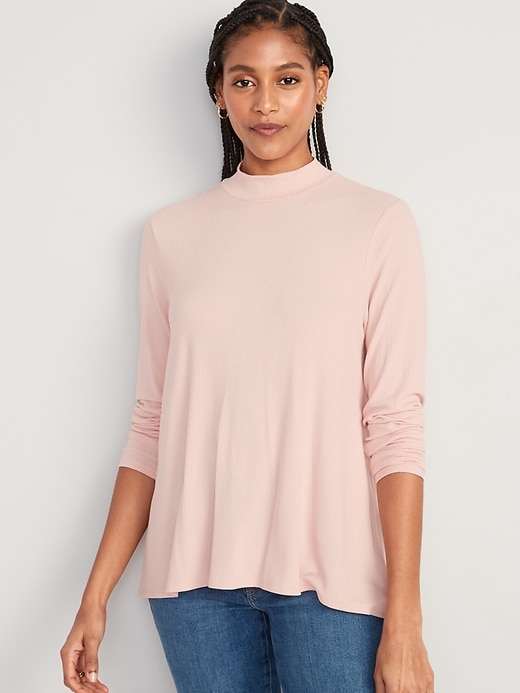 Long cheapest sleeve mock neck bamboo top