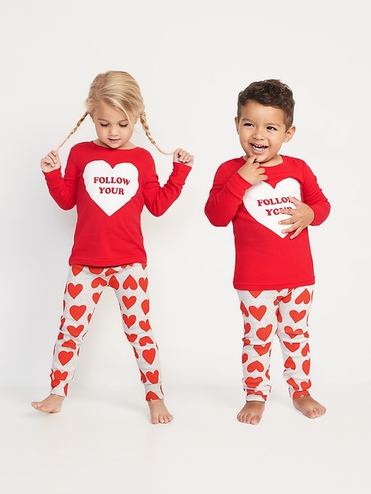View large product image 1 of 3. Unisex Matching Valentine's Day Snug-Fit Pajama Set for Toddler