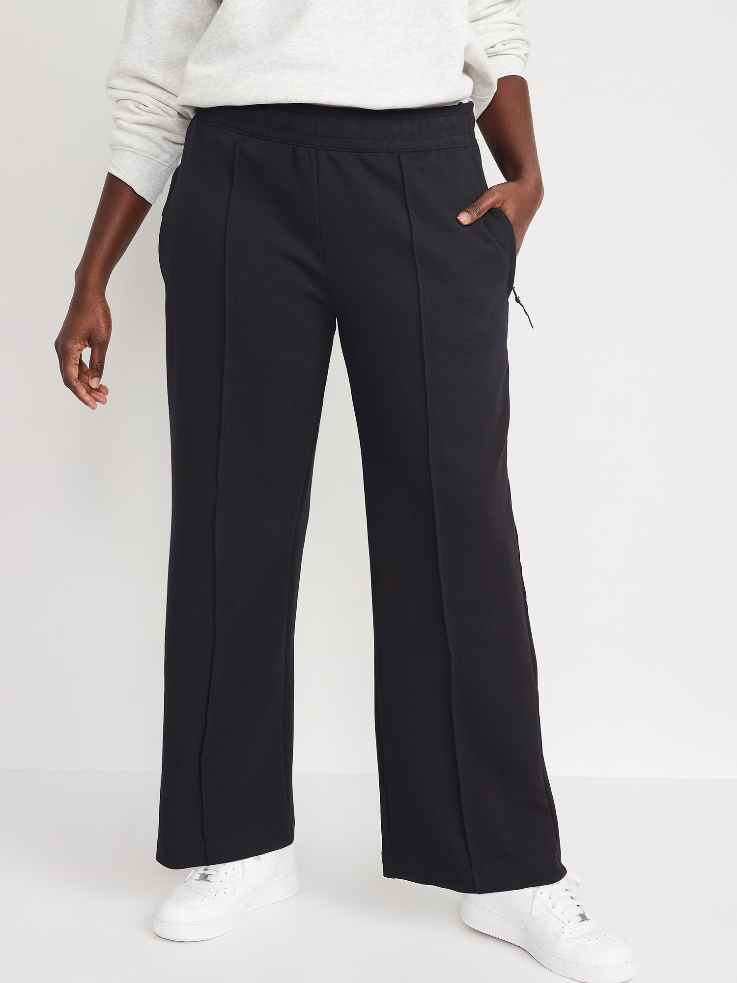 Apt 9 Petite Pants|high-waist Wide-leg Pants For Women - Elegant Patchwork  Trousers