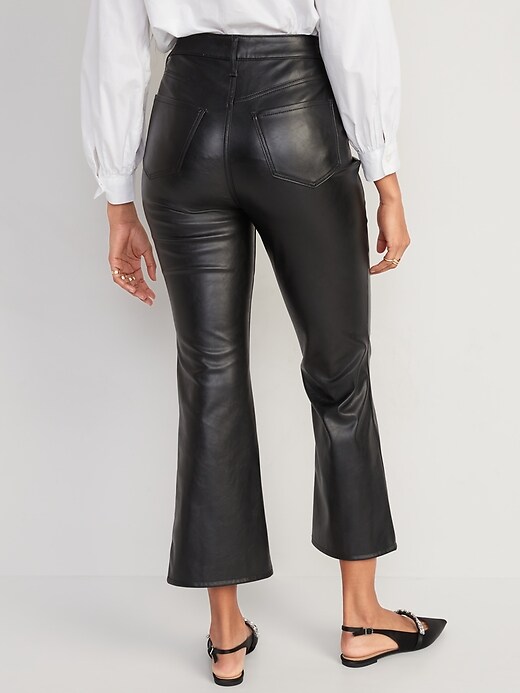 Image number 2 showing, Higher High-Waisted Faux-Leather Cropped Flare Pants for Women