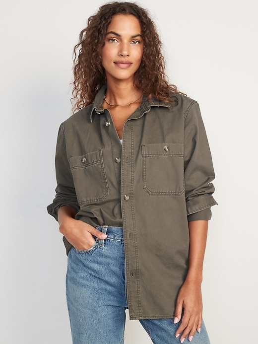 Image number 6 showing, Oversized Cotton-Twill Gender-Neutral Overshirt for Adults